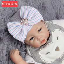 Load image into Gallery viewer, Modern Luxury Baby Girl Cotton Knit Striped Baby Caps With Big Bow For Baby Girls In Elegant Style
