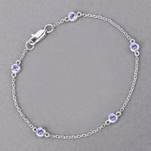 Load image into Gallery viewer, 0.50 Carat Genuine Tanzanite .925 Sterling Silver Bracelet
