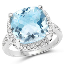 Load image into Gallery viewer, 7.18 Carat Genuine Blue Topaz and White Topaz .925 Sterling Silver Ring
