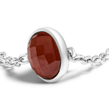 Load image into Gallery viewer, .925 Sterling Silver Bezel Set Red Garnet 5 Station Adjustable Bolo Bracelet
