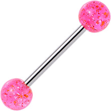 Load image into Gallery viewer, Pink Glitter Acrylic Ball Barbell Tongue Ring

