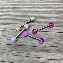 Load image into Gallery viewer, Blue Pink MARRACAS Barbell Tongue Ring
