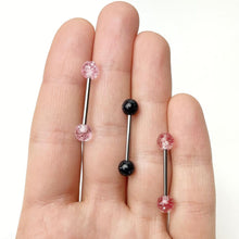Load image into Gallery viewer, Grade 23 Solid Titanium Black Glitter Acrylic Barbell Tongue Ring
