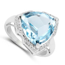 Load image into Gallery viewer, 8.30 Carat Genuine Blue Topaz &amp; White Diamond .925 Sterling Silver Ring
