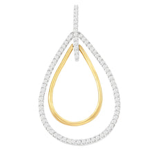 Load image into Gallery viewer, 14K Two-Tone Gold Round Cut Diamond Double Burst Pendant Necklace (1.00 cttw, H-I Color, SI2-I1 Clarity)
