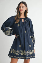 Load image into Gallery viewer, Embroidered Long Sleeve Peasant Mini Dress For Women – Embroidered Mini Dress, Long Sleeve Peasant Dress, Bohemian Dress, Casual Peasant Dress, Timeless Elegance Dress
