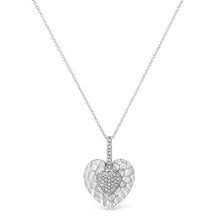 Load image into Gallery viewer, .925 Sterling Silver Pave-Set Diamond Accent Heart Shape 18" Pendant Necklace (I-J Color, I1-I2 Clarity)
