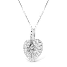 Load image into Gallery viewer, .925 Sterling Silver Pave-Set Diamond Accent Heart Shape 18" Pendant Necklace (I-J Color, I1-I2 Clarity)
