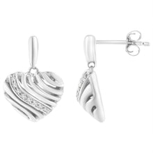 Load image into Gallery viewer, Sterling Silver Heart Diamond Accent Puff Earrings (I-J, I1-I2)

