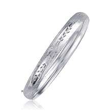 Load image into Gallery viewer, Classic Floral Carved Bangle in 14k White Gold (6.0mm)
