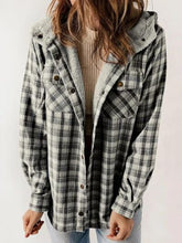 Load image into Gallery viewer, Plaid Snap Down Plush Hooded Jacket Soft &amp; Warm Women Outerwear Cozy And Comfortable Jacket
