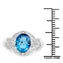 Load image into Gallery viewer, 3.26 Carat Genuine London Blue Topaz &amp; White Diamond .925 Sterling Silver Ring
