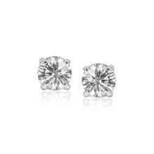 Load image into Gallery viewer, Sterling Silver Stud Earrings with White Hue Faceted Cubic Zirconia
