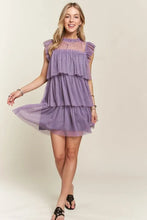 Load image into Gallery viewer, Layered Ruffled Cap Sleeve Mesh Dress For Women – Romantic Mesh Dress with Lace &amp; Ruffled Layers for Elegant Parties &amp; Special Events
