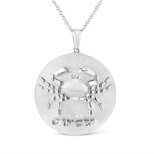 Load image into Gallery viewer, .925 Sterling Silver Diamond Accent Cancer Zodiac Design 18" Pendant Necklace Medallion (K-L Color, I1-I2 Clarity)
