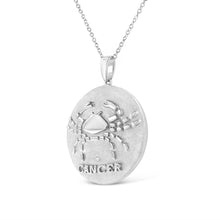 Load image into Gallery viewer, .925 Sterling Silver Diamond Accent Cancer Zodiac Design 18" Pendant Necklace Medallion (K-L Color, I1-I2 Clarity)
