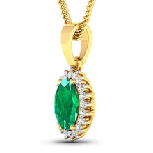 Load image into Gallery viewer, 1.13 Carat Genuine Zambian Emerald and White Diamond 14K Yellow Gold Pendant
