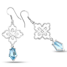 Load image into Gallery viewer, 12.82 Carat Genuine Swiss Blue Topaz .925 Sterling Silver Earrings

