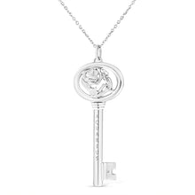 Load image into Gallery viewer, .925 Sterling Silver Diamond Accent Virgo Zodiac Key 18" Pendant Necklace (K-L Color, I1-I2 Clarity)
