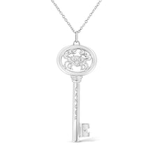 Load image into Gallery viewer, .925 Sterling Silver Diamond Accent Virgo Zodiac Key 18" Pendant Necklace (K-L Color, I1-I2 Clarity)
