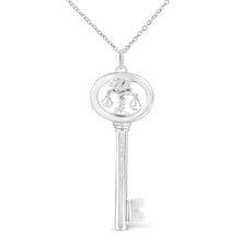 Load image into Gallery viewer, .925 Sterling Silver Diamond Accent Virgo Zodiac Key 18" Pendant Necklace (K-L Color, I1-I2 Clarity)
