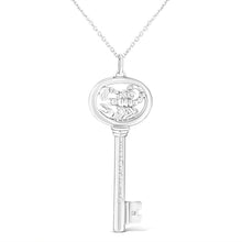 Load image into Gallery viewer, .925 Sterling Silver Diamond Accent Virgo Zodiac Key 18" Pendant Necklace (K-L Color, I1-I2 Clarity)

