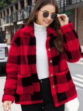 Load image into Gallery viewer, Beautiful Red Women Drop Shoulder Fuzzy Button-Up Jacket Soft And Comfortable Casual Fit Jacket
