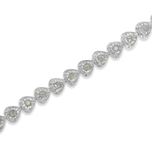 Load image into Gallery viewer, .925 Sterling Silver 1.0 Cttw Miracle Set Diamond Heart-Link 7" Tennis Bracelet (I-J Color, I2-I3 Clarity)
