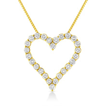 Load image into Gallery viewer, 14K Yellow Gold Plated .925 Sterling Silver 2.00 Cttw Shared Prong-Set Round Brilliant-Cut Diamond Open Heart 18" Pendant Necklace (K-L Color, I2-I3 Clarity)
