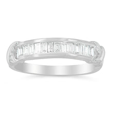 Load image into Gallery viewer, .925 Sterling Silver 1/2 Cttw Baguette Cut Diamond Channel Set X-Station Wedding Ring (H-I Color, I1-I2 Clarity) - Size 6-1/2
