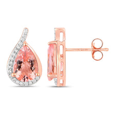 Load image into Gallery viewer, 2.43 Carat Genuine Morganite and White Diamond 14K Rose Gold Earrings
