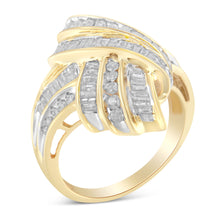 Load image into Gallery viewer, 10K Yellow Gold Diamond Bypass Cocktail Ring (1 1/5 Cttw, I-J Color, I2-I3 Clarity) - Size 8

