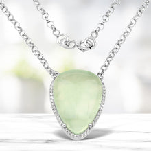 Load image into Gallery viewer, 10.77 Carat Genuine Prehnite And White Topaz .925 Sterling Silver Pendant
