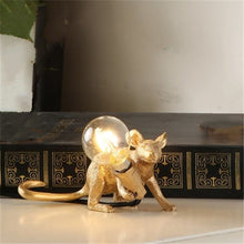 Load image into Gallery viewer, Postmodern Resin Animal Rat Mouse Table Lamp Small Mini Mouse Cute LED Night Lights Home Décor Desk Lights Bedside Lamp Decorative Table Lamp Cute Study Lamps for Bedroom Décor (
