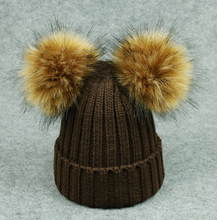 Load image into Gallery viewer, Modern Trend Children's Winter Toddler Baby Kids hat Cap With Two Double Pompom Ears Funny Hat
