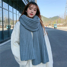 Load image into Gallery viewer, Winter Simple Soft Colorful Knitted Wool Scarf Solid Warm Scarves Lightweight Casual Couple Muffler Striped Elegant Hijab Cashmere Scarf Neck Scarf Christmas Gift For  Women
