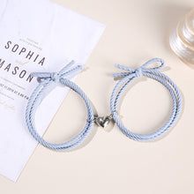 Load image into Gallery viewer, 2PCS Magnetic Bracelet Stainless Steel Love Heart Charm Couple Bracelets For Friend Braid Rope Bracelets Magnet Adjustable Rope Matching Bracelet Love Bracelet Couples 2 Pieces Relationship Magnetic Bracelet
