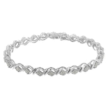 Load image into Gallery viewer, Sterling Silver Diamond Cluster Link Bracelet (1 cttw, I-J Color, I2-I3 Clarity)
