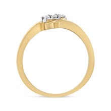 Load image into Gallery viewer, 10K Yellow Gold over .925 Sterling Silver 1/10 Cttw Diamond Three-Stone Bypass Fashion Cocktail Ring ( I-J Color, I2-I3 Clarity) - Size 6

