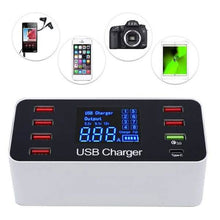 Load image into Gallery viewer, 8A40W Charger Adapter Type C Hubs Quick Charge 3.0 USB Multi Port USB Charger Dock Station LCD Display with Smart Identification
