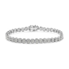 Load image into Gallery viewer, .925 Sterling Silver 2.0 Cttw Diamond Cluster Link Bracelet (I-J Color, I2-I3 Clarity) - Size 7.25"
