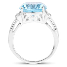 Load image into Gallery viewer, 8.36 Carat Genuine Blue Topaz and White Zircon .925 Sterling Silver Ring
