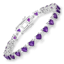 Load image into Gallery viewer, 10.01 Carat Genuine Amethyst and White Diamond .925 Sterling Silver Bracelet
