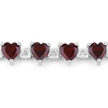 Load image into Gallery viewer, 11.62 Carat Genuine Garnet and White Diamond .925 Sterling Silver Bracelet
