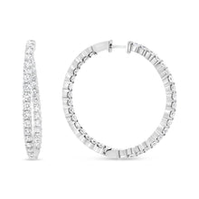 Load image into Gallery viewer, 18K White Gold 3 5/8 Cttw Round Diamond Curved Inside-Outside Hoop Earrings (F-G Color, VS1-VS2 Clarity)
