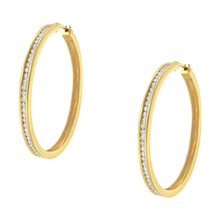 Load image into Gallery viewer, 14K Yellow Gold 1.0 Cttw Round Brilliant Cut Diamond Channel Set Circle Hoop Earrings (I-J Color, I1-I2 Clarity)
