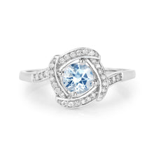 Load image into Gallery viewer, 0.46 Carat Genuine Aquamarine and White Diamond 14K White Gold Ring
