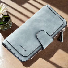 Load image into Gallery viewer, Vintage Faux Leather Long Wallet – Trifold Credit Card Holder with Snap &amp; Zipper
