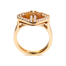 Load image into Gallery viewer, 14K Yellow Gold Marquise-Cut Yellow Citrine and 1/3 Cttw Diamond Halo Cocktail Ring (G-H Color, SI1-SI2 Clarity) - Size 7
