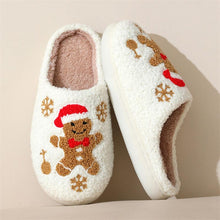 Load image into Gallery viewer, Christmas Slippers Gingerbread Slippers Women and Men Holiday Halloween Slippers Indoor Bedroom Fluffy Warm Fleece Slippers Winter Soft Cozy Home Non-Slip Soft Plush Slip-on Wool Lined House Shoes
